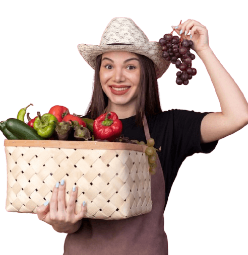 Girl with fresh vegetables